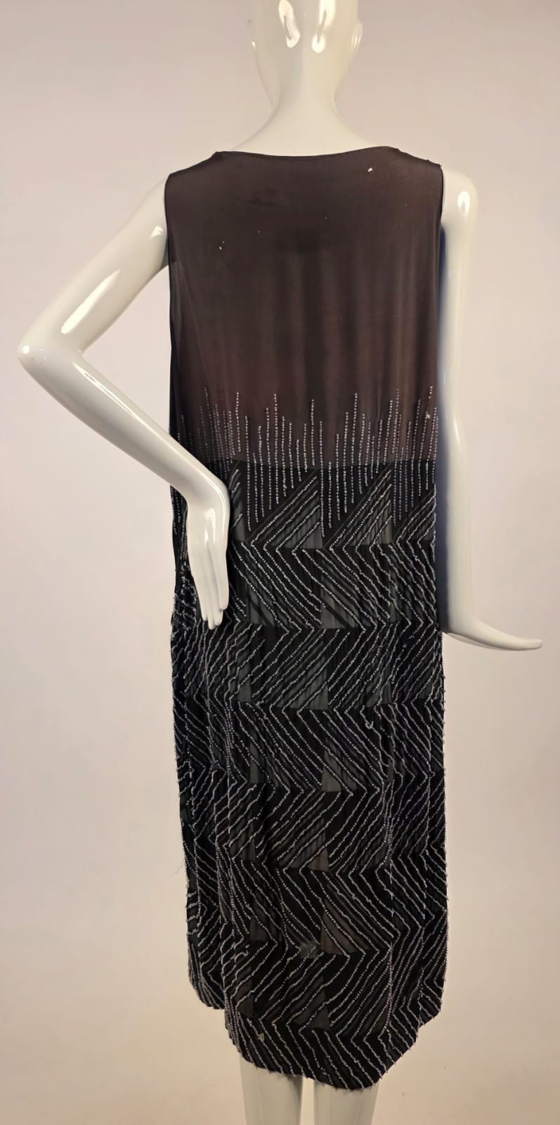 FLAPPER 1920’S BLACK + GREY 2 TONE HEAVILY BEADED DRESS