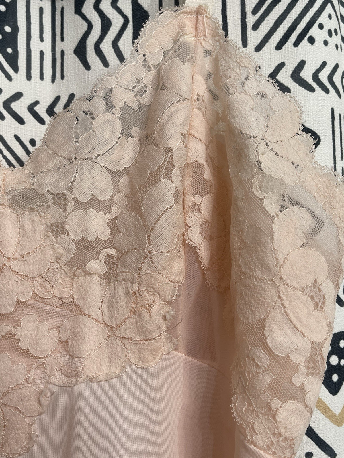 Vintage Philmaid Slip Size 40 Peach 100% Nylon Lace Detail Full Short FLAW