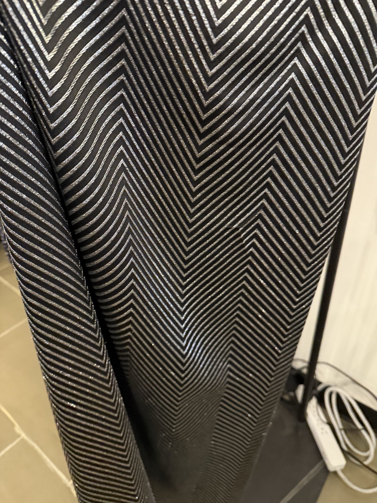 Vintage 1980 Gucci ASYMMETRIC SILVER STRIPE SHAWL DRESS Silk And Metallic Size S