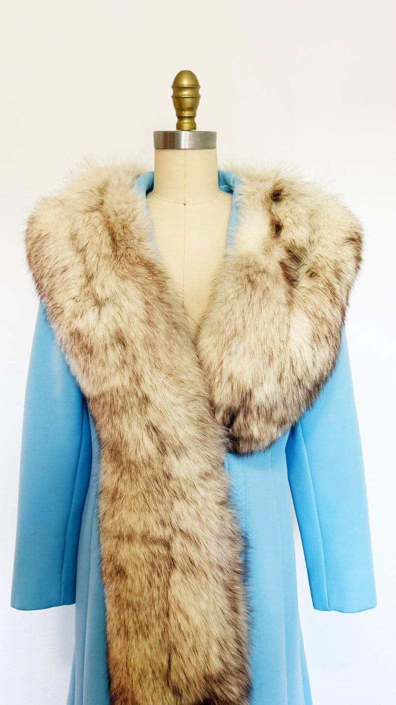 1960s Lilli Ann Coat / Princess Coat / Fox Trimmed Coat / Size Medium