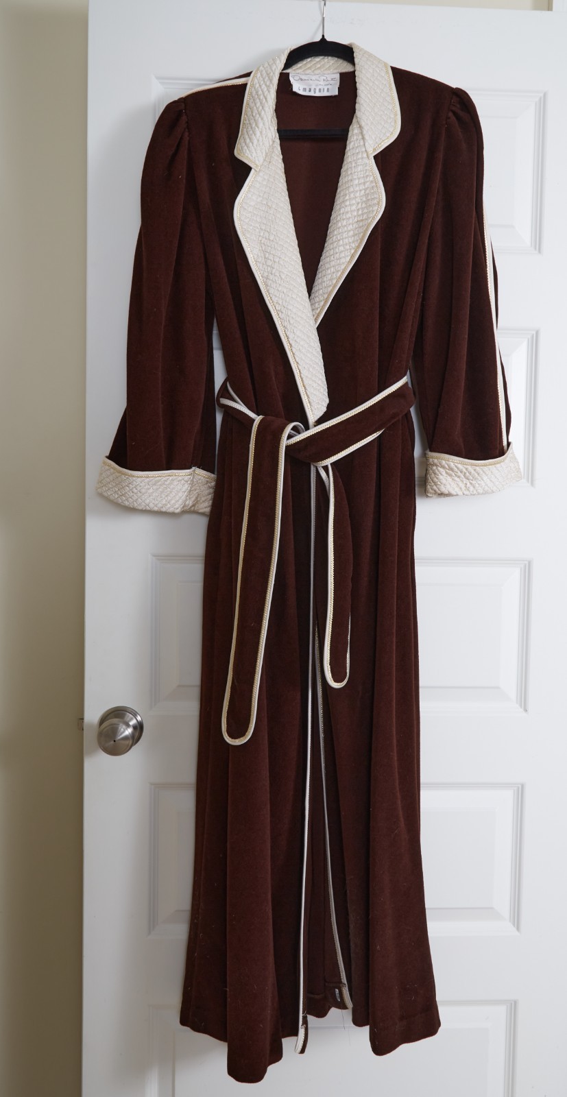 Vintage Oscar De la Renta Velvet Robe Brown Medium 1970’s Belted Pockets
