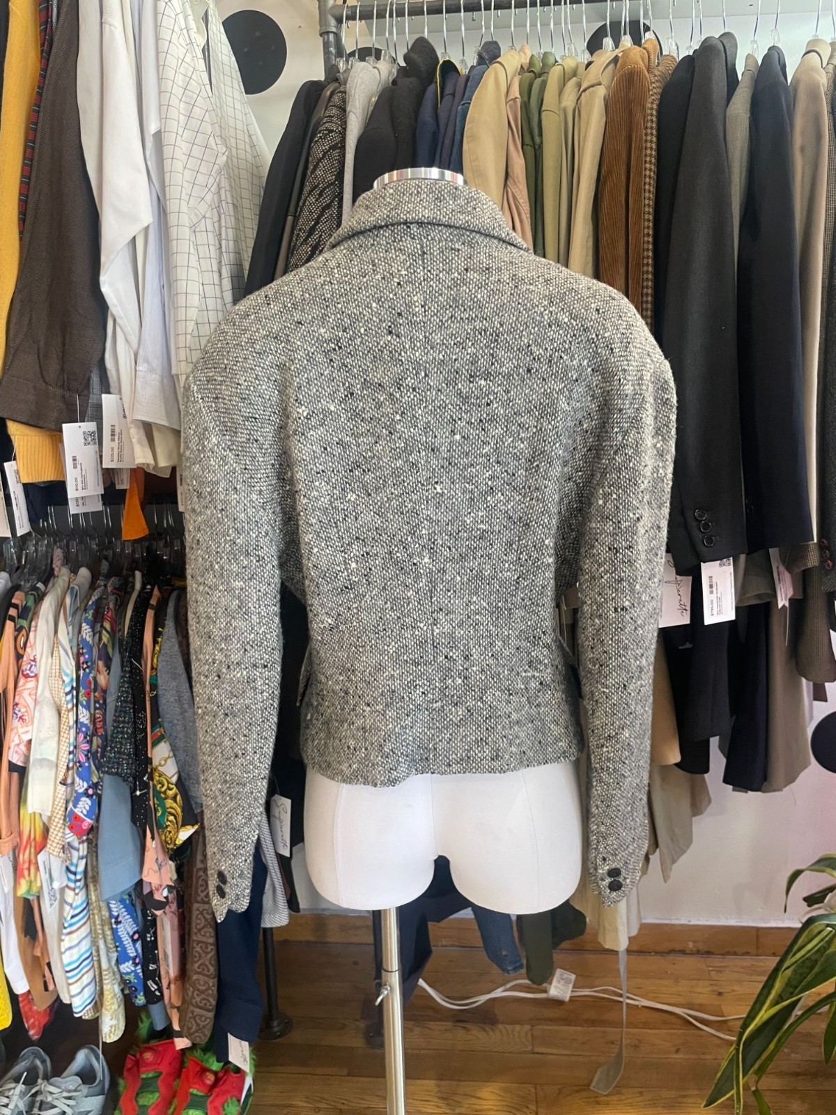 Vintage Byblos Gray and White Double Breasted Tweed Blazer
