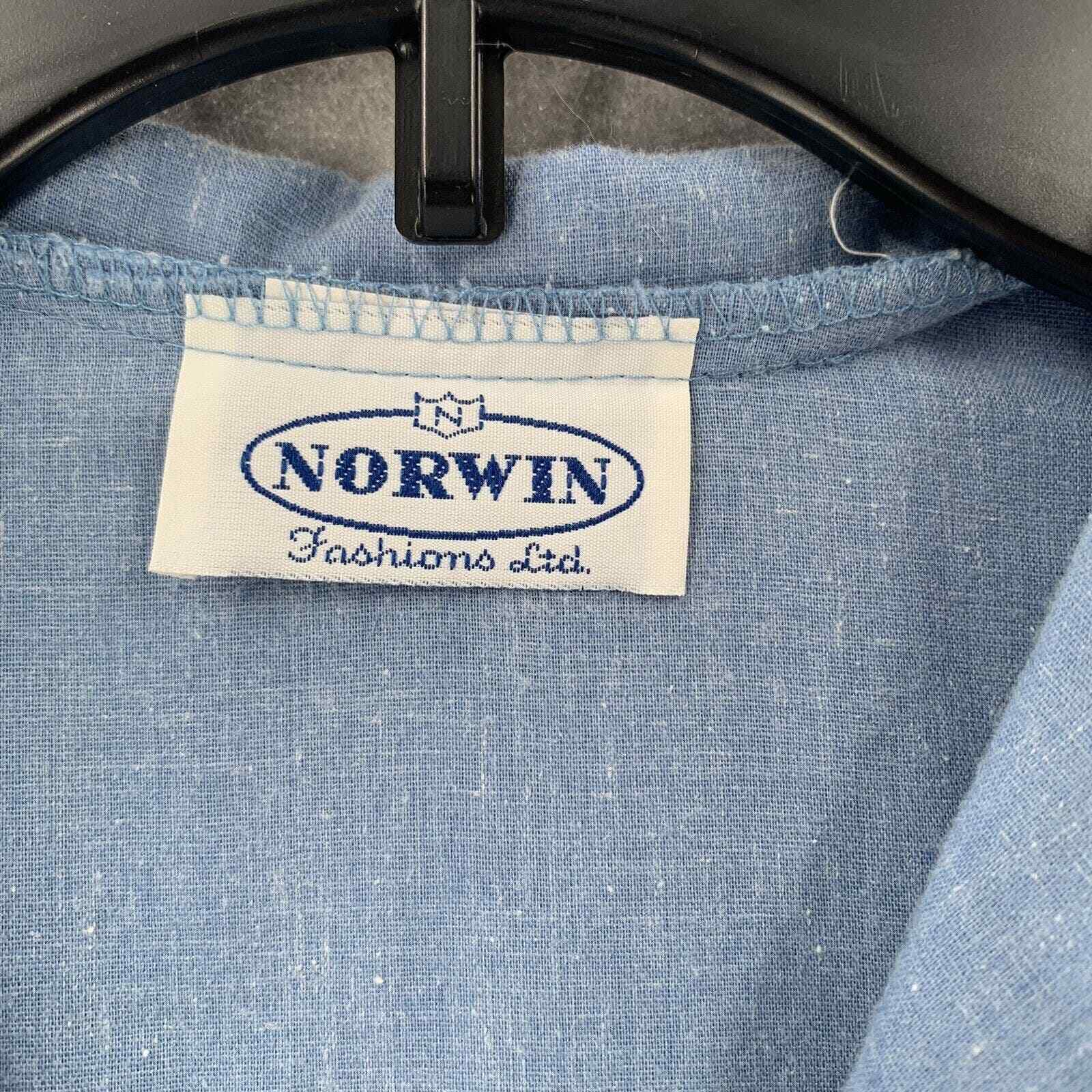 Vintage Norwin Suit Dress Blue Floral Long Line 2 Piece Modest Womens Med-Lg