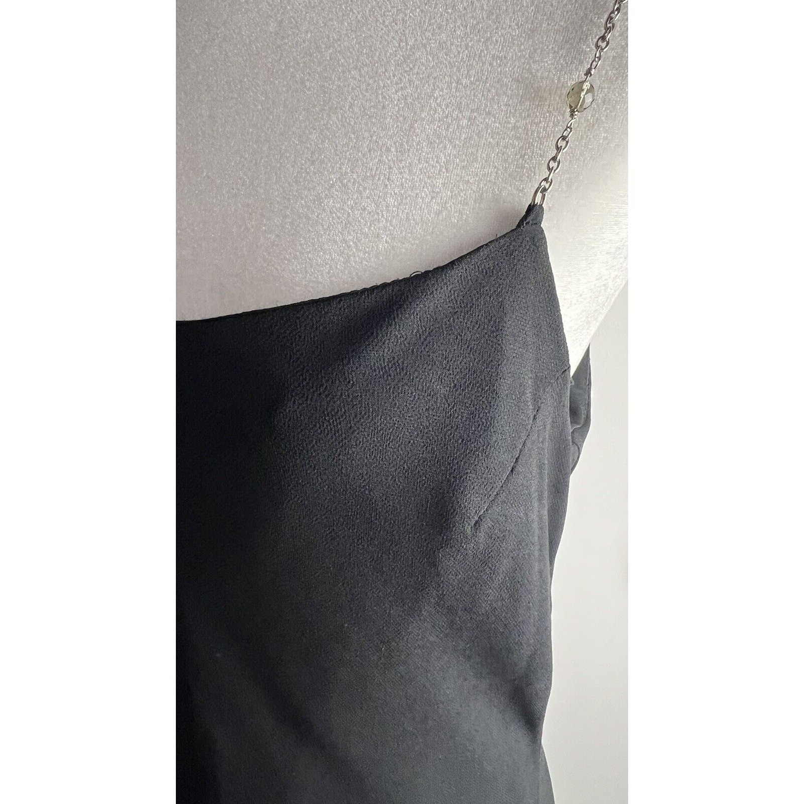 Scott McClintock 1980’s Black Evening Gown Jeweled Chain Spaghetti Straps Sz 14