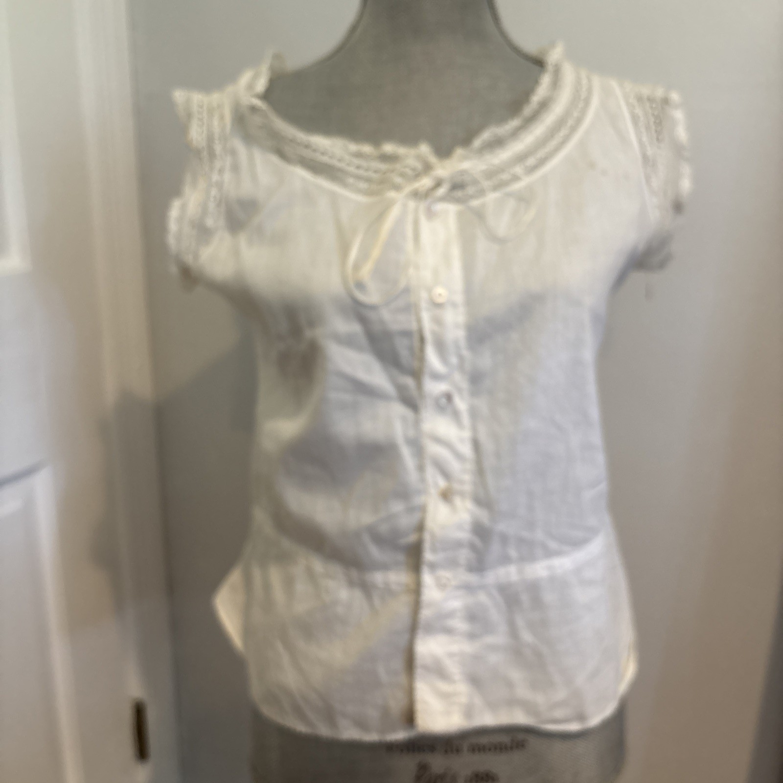 Antique Edwardian Blouse Lace Cotton Corset Cover Victorian S Cottagecore READ