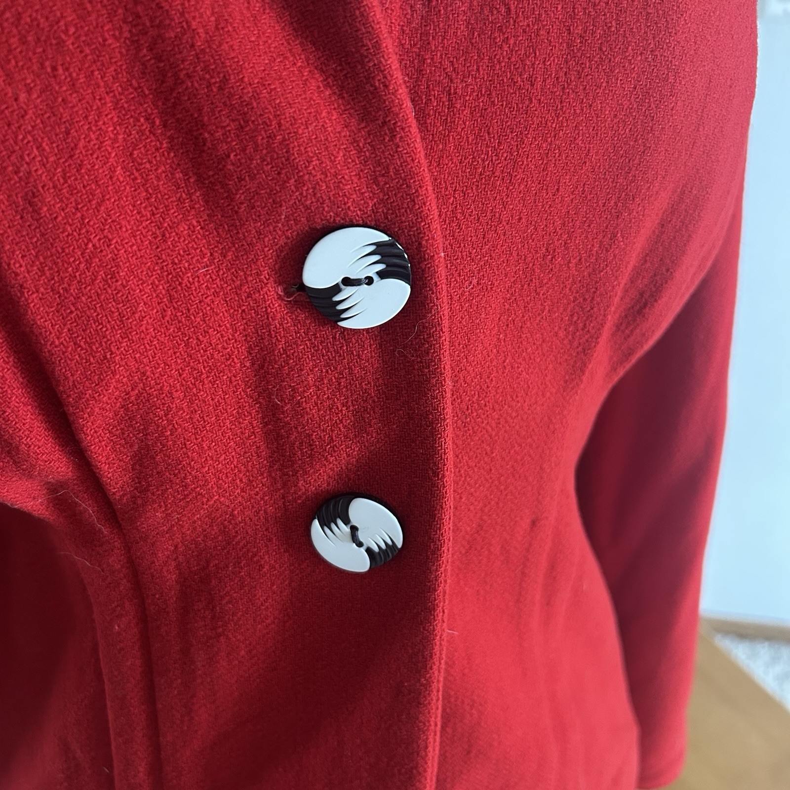 Vintage 1940s Jacket | Blazer | Red | M | Suit Coat | Marble Buttons | 40s