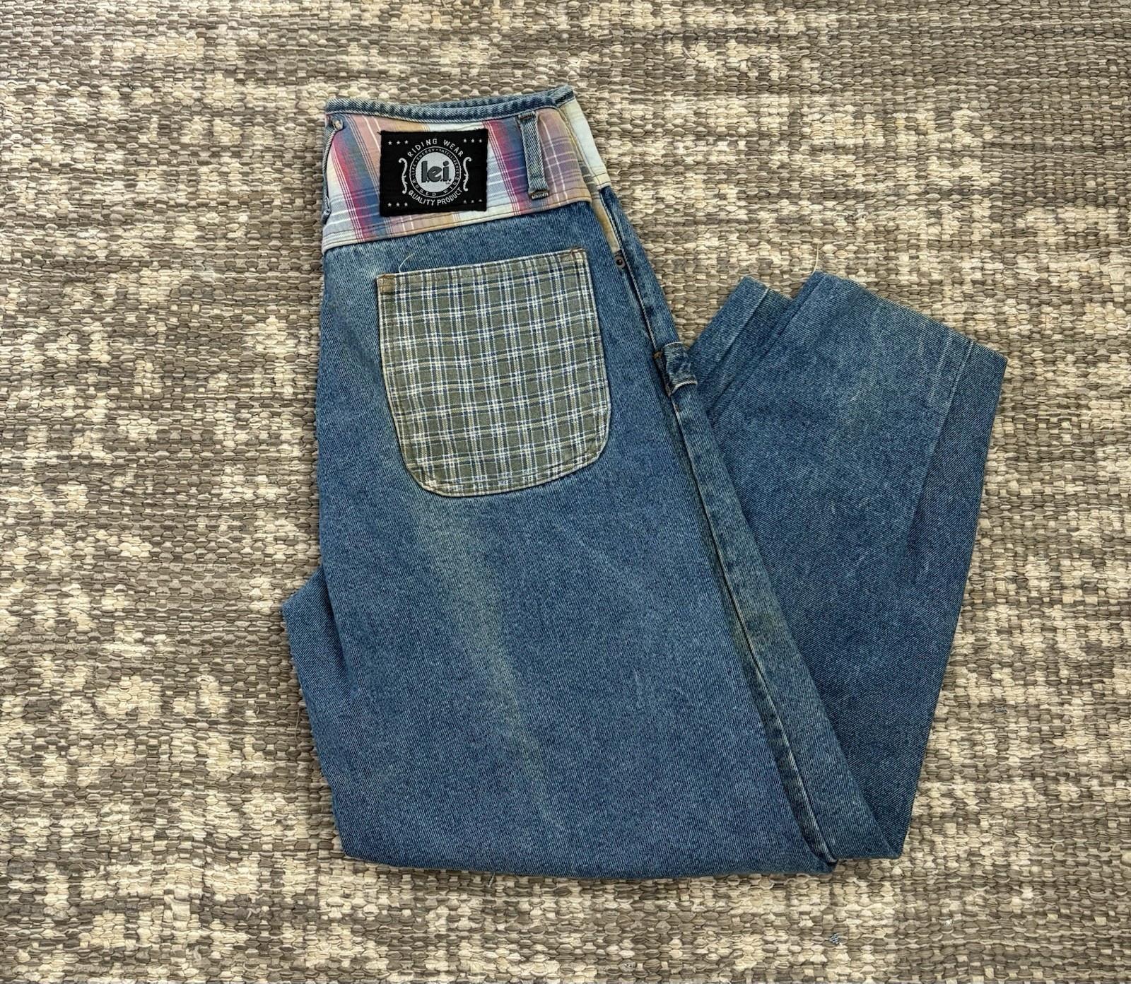 Vintage 1990s L.e.i. plaid patchwork jeans