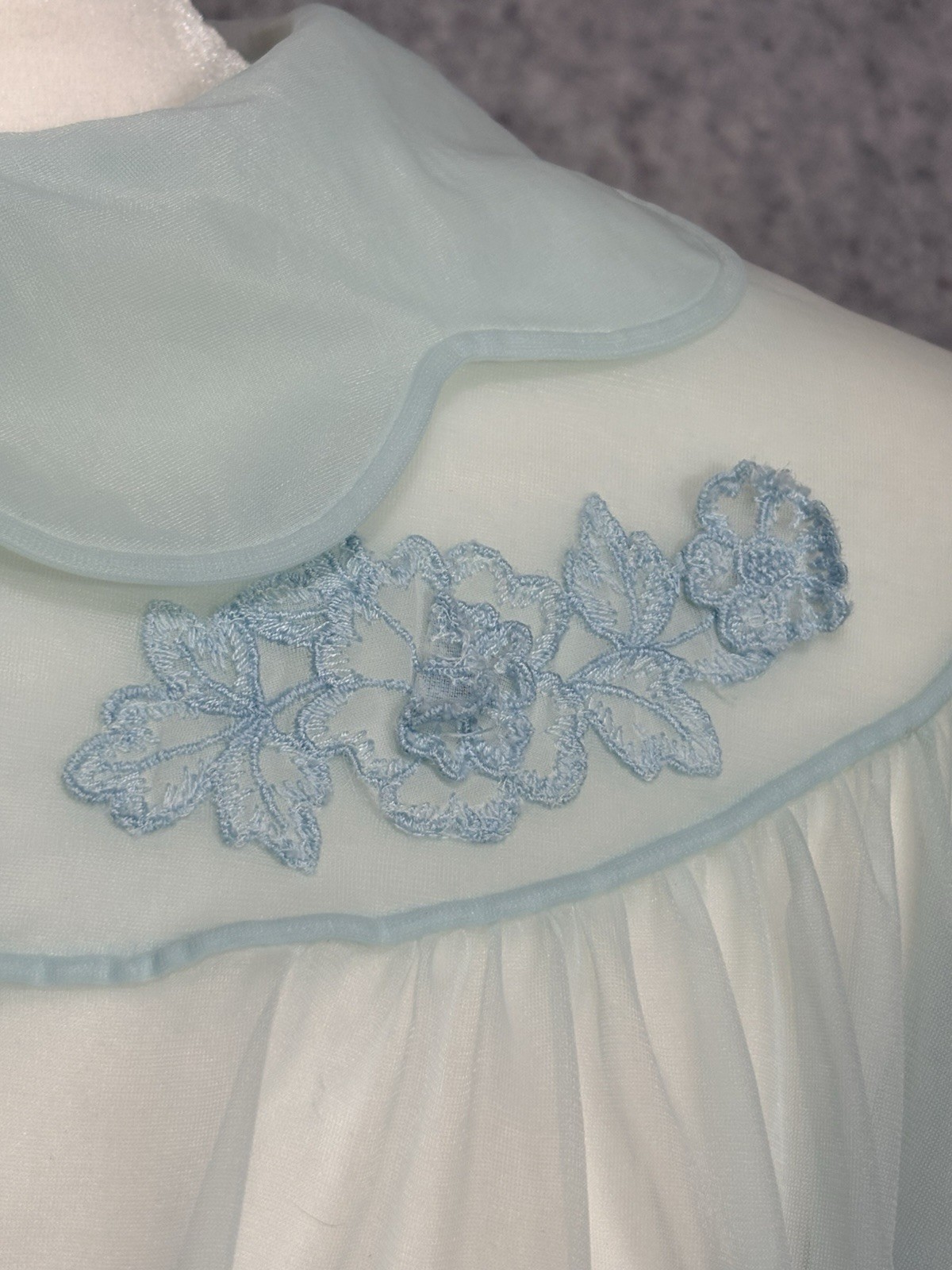 VTG Shadowline Blue Peignoir Robe M Sheer Nylon Bridal Coquette Cottagecore
