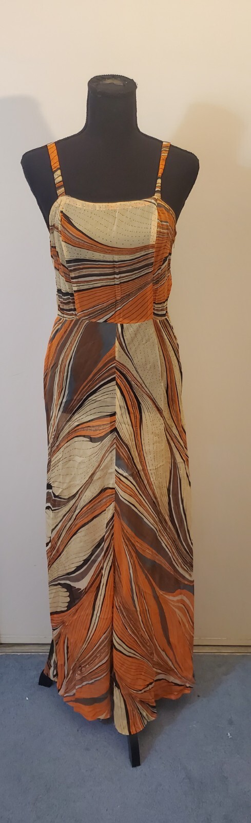 Frank Usher London Vintage 1970s Sheer Maxi Dress Womens Size 38
