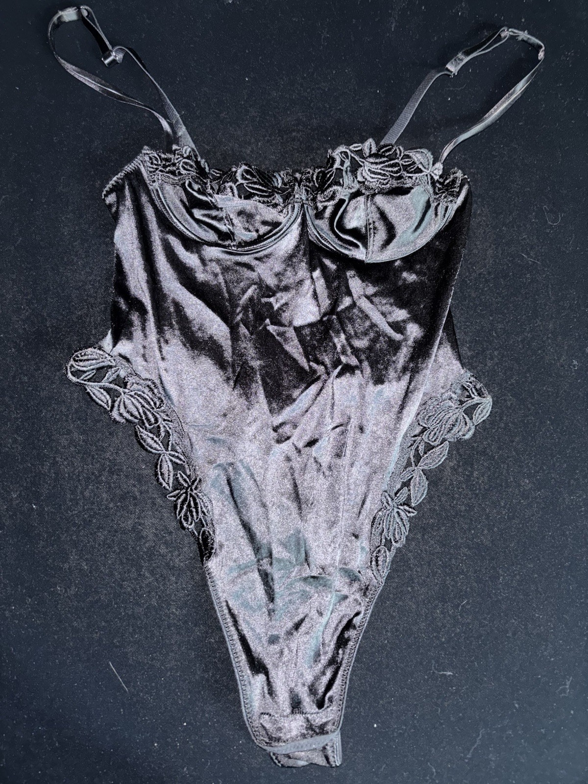 Vintage Victoria’s Secret Second Skin Satin Black Sissy Teddy 34B
