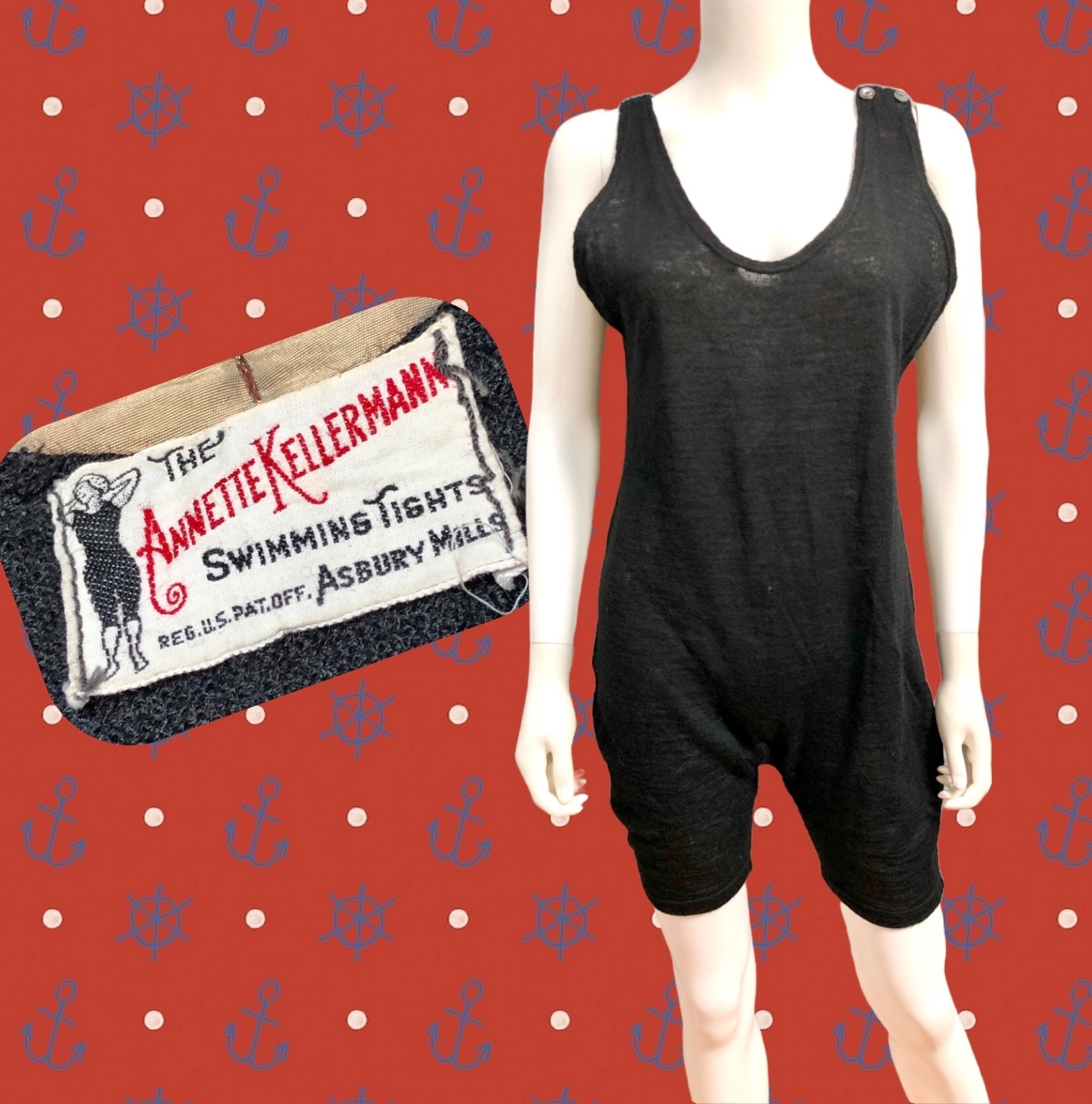 SCARCE Historic VTG Antique 1910s ANNETTE KELLERMAN Swimming Tights SWIMSUIT