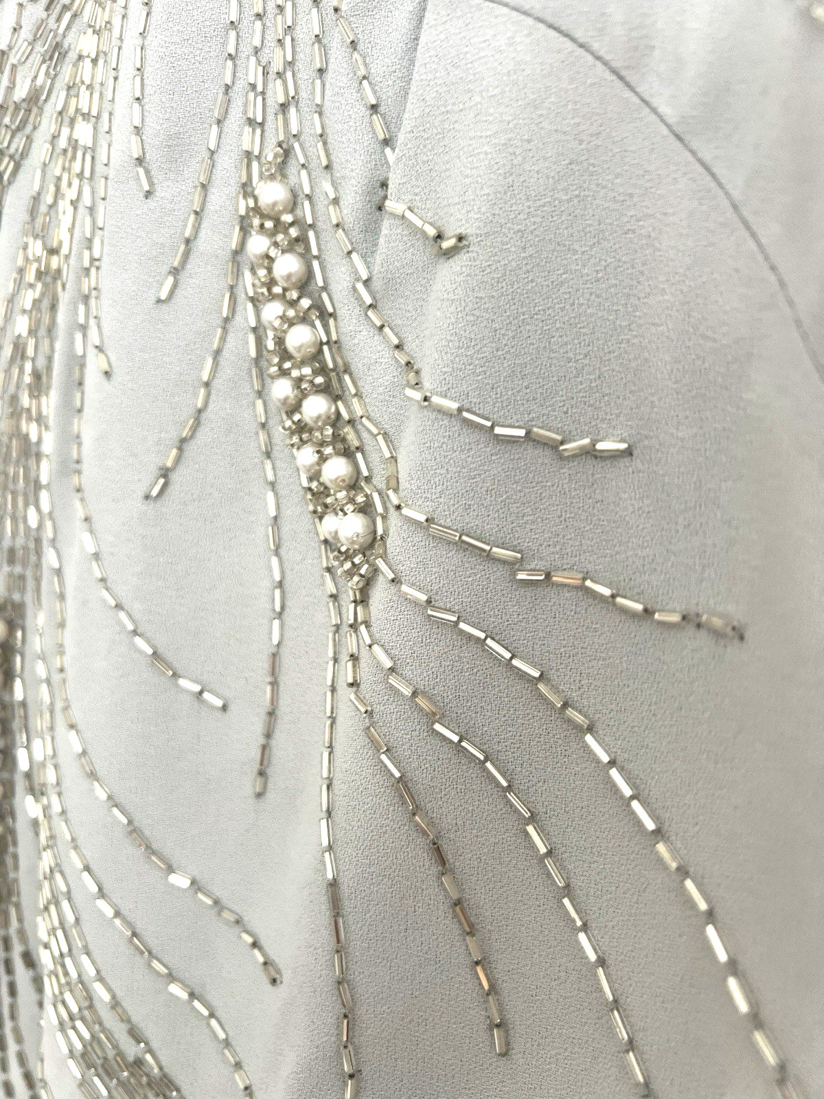 1950s Fully Beaded Shift/Sheath Dress Art Deco Motif Bugle Beads Pearls Lined S