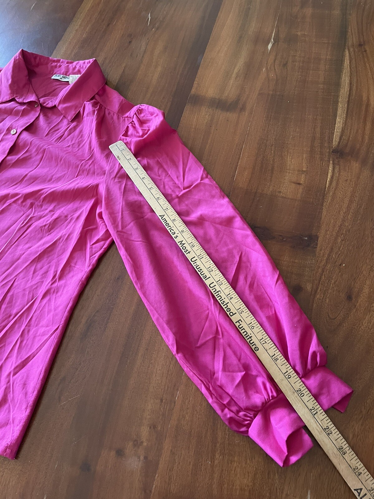 Vintage Judy Bond Button Up Pink Polyester Blouse Size 18