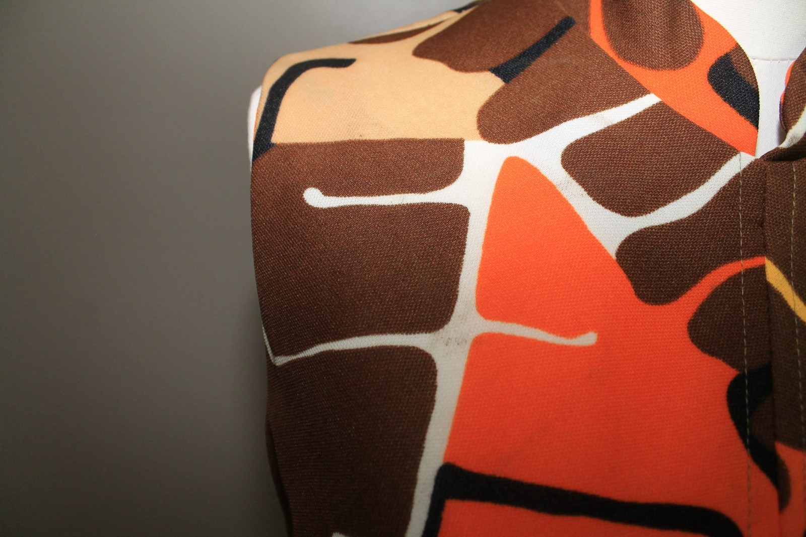 Vintage 70s Mod Maxi Dress Psychedelic Brown Orange Yellow Hippie Hawaiian Small