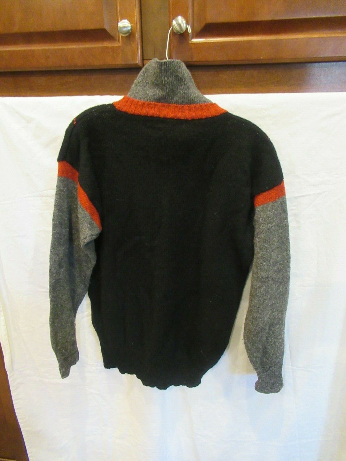 French Connection black gray and red sweater top, 40&Prime; chest, c. 1980s