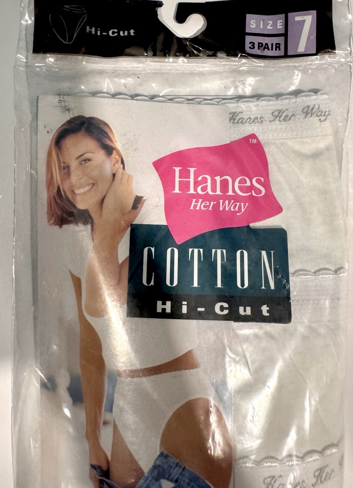 VTG 1999 Hanes Her Way Accents Hi-Cut Cotton Brief Size 7 Women 3 Pack Panties