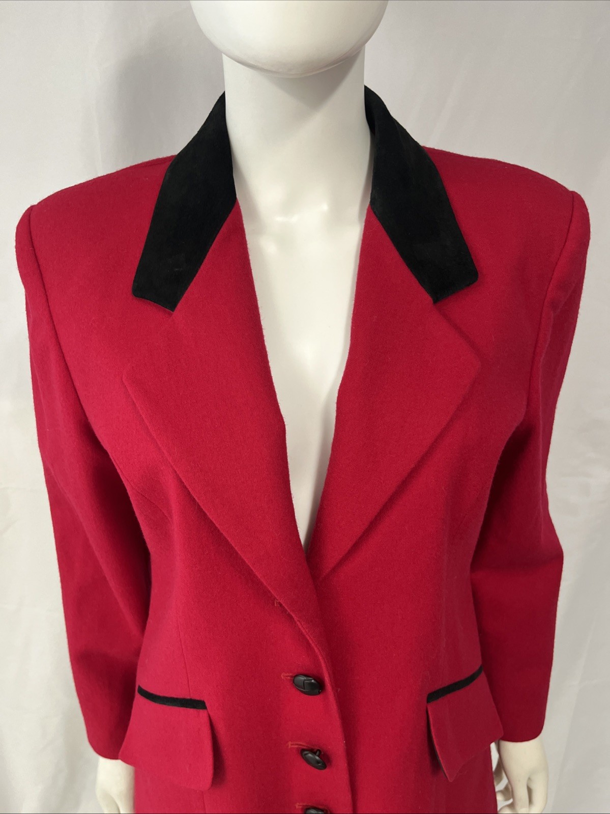 Vintage Y2K International Scene Red Wool Suede Patches Equestrian Blazer 6 M