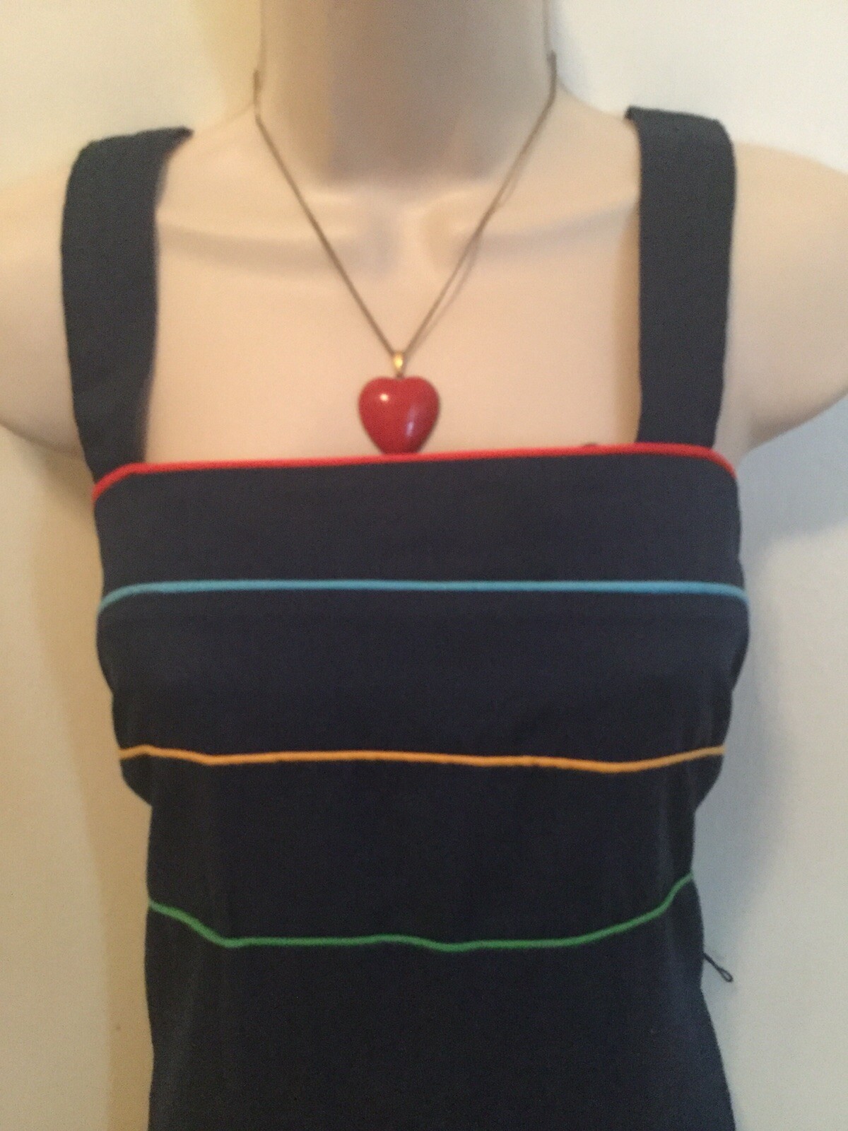 1980s Summer Strap Navy Red yellow Green Stripe Rave Maxi Poly Summer Camp Y2K M