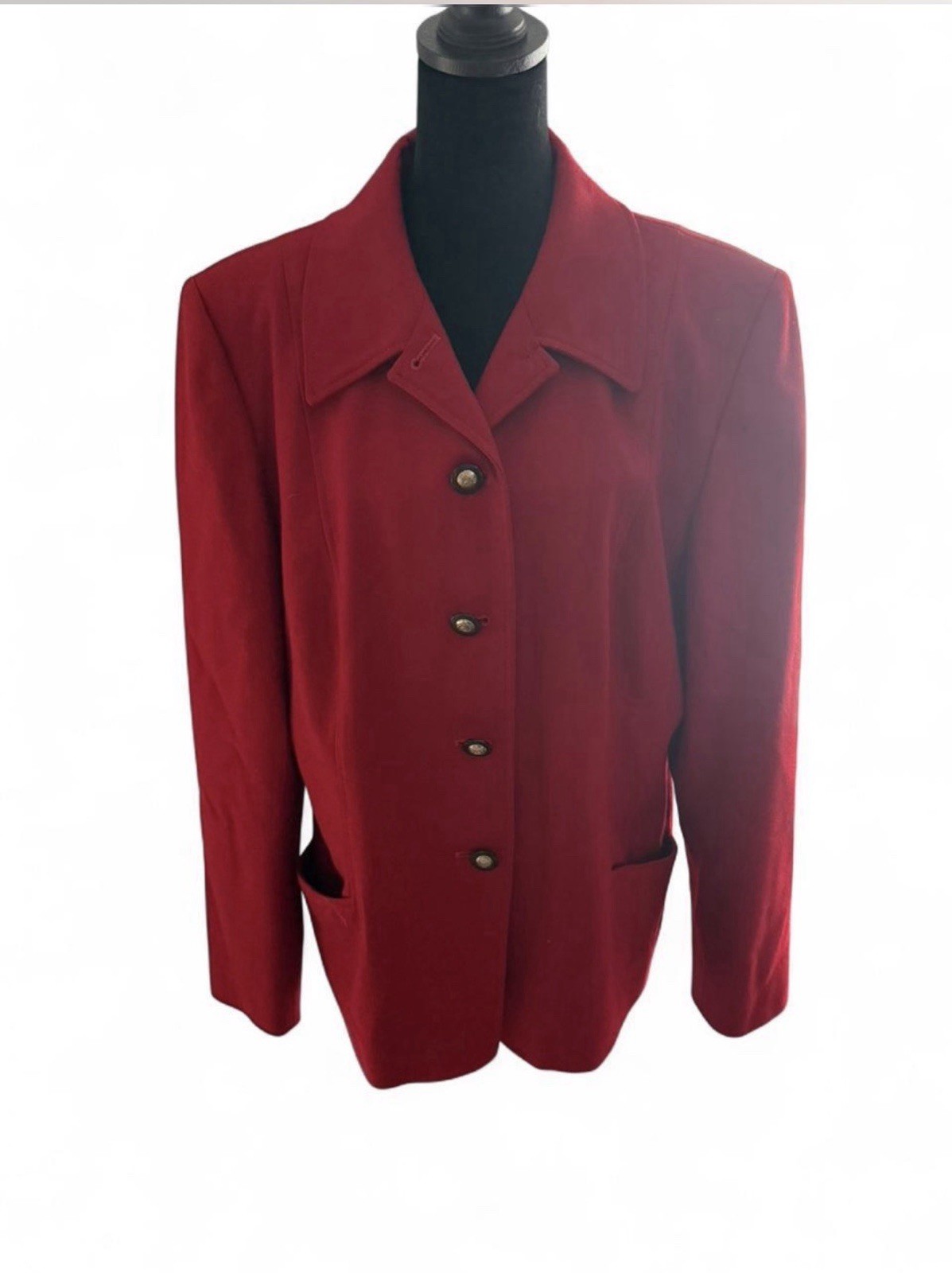 Pendleton 100% Virgin Wool Red Suit Jacket Blazer Size 16 Regular Classic Style