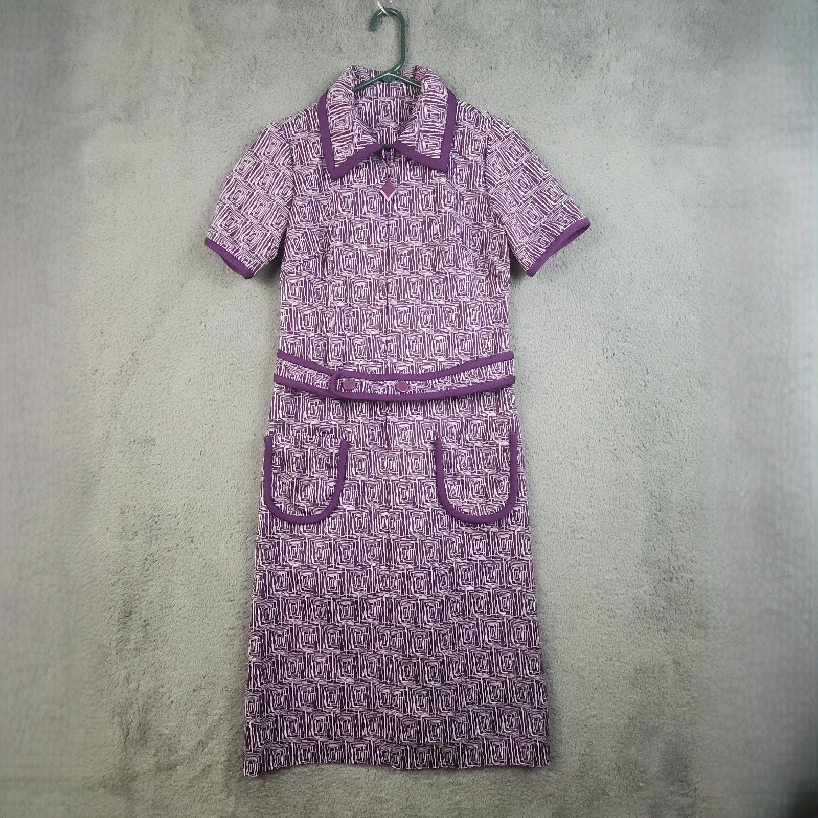 Mod Shift Dress True Vintage 70s SM/MED Geometric Beautiful Polyester Collared