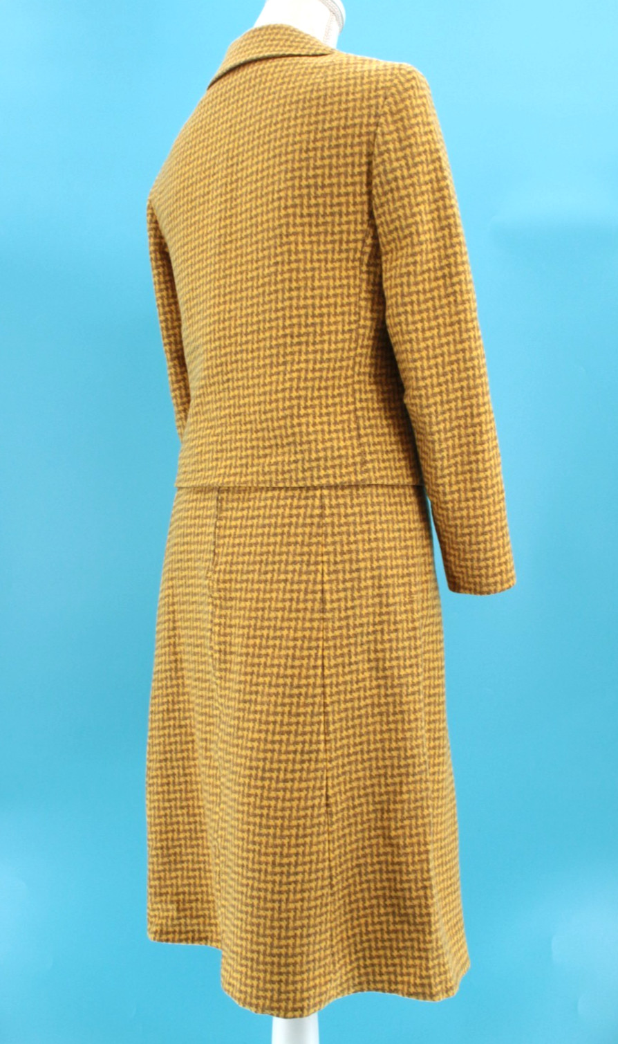 VTG Women&rsquo;s 60s 2 Pc Pendleton Yellow & Beige Wool Dress Suit XS/S 1960s