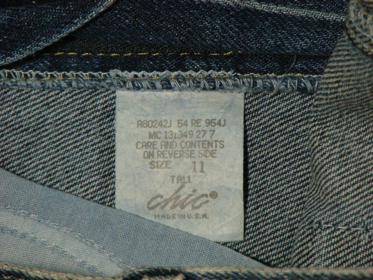 NWOT 80&rsquo;s VTG Chic Jeans High Waist peg leg 11 Tall 28 waist x 33 inseam Slim