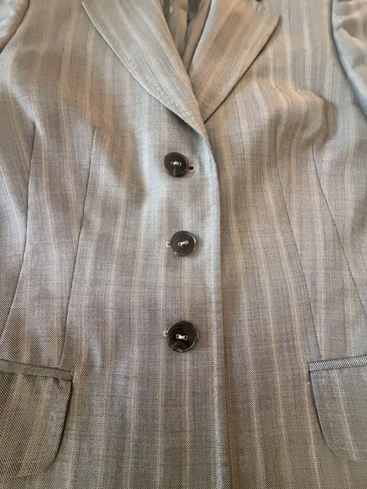 ESCADA Margaretha Ley 90s Vintage Pinstripe Blazer Silk Wool EU 36 Y2K