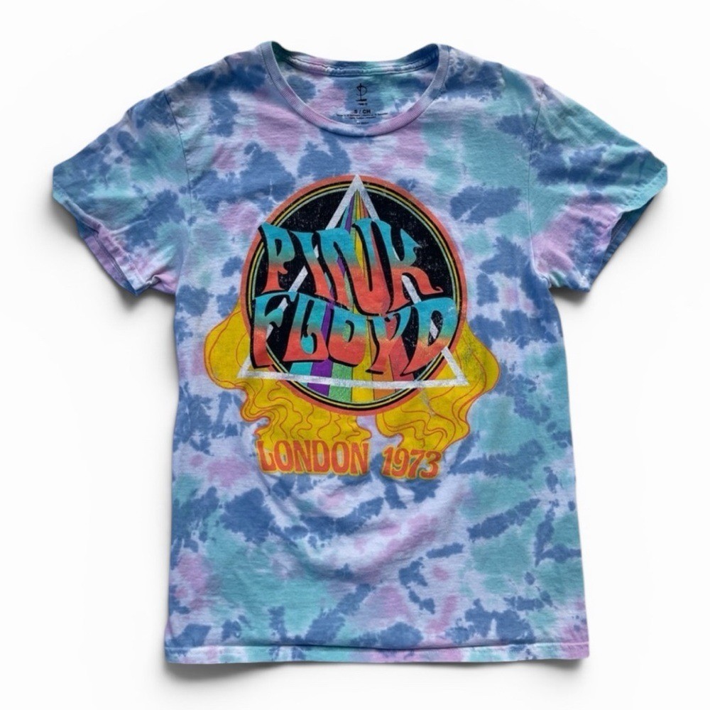 Vintage Inspired Pink Floyd Tie Dye Graphic Tee Size Small London 1973 Retro