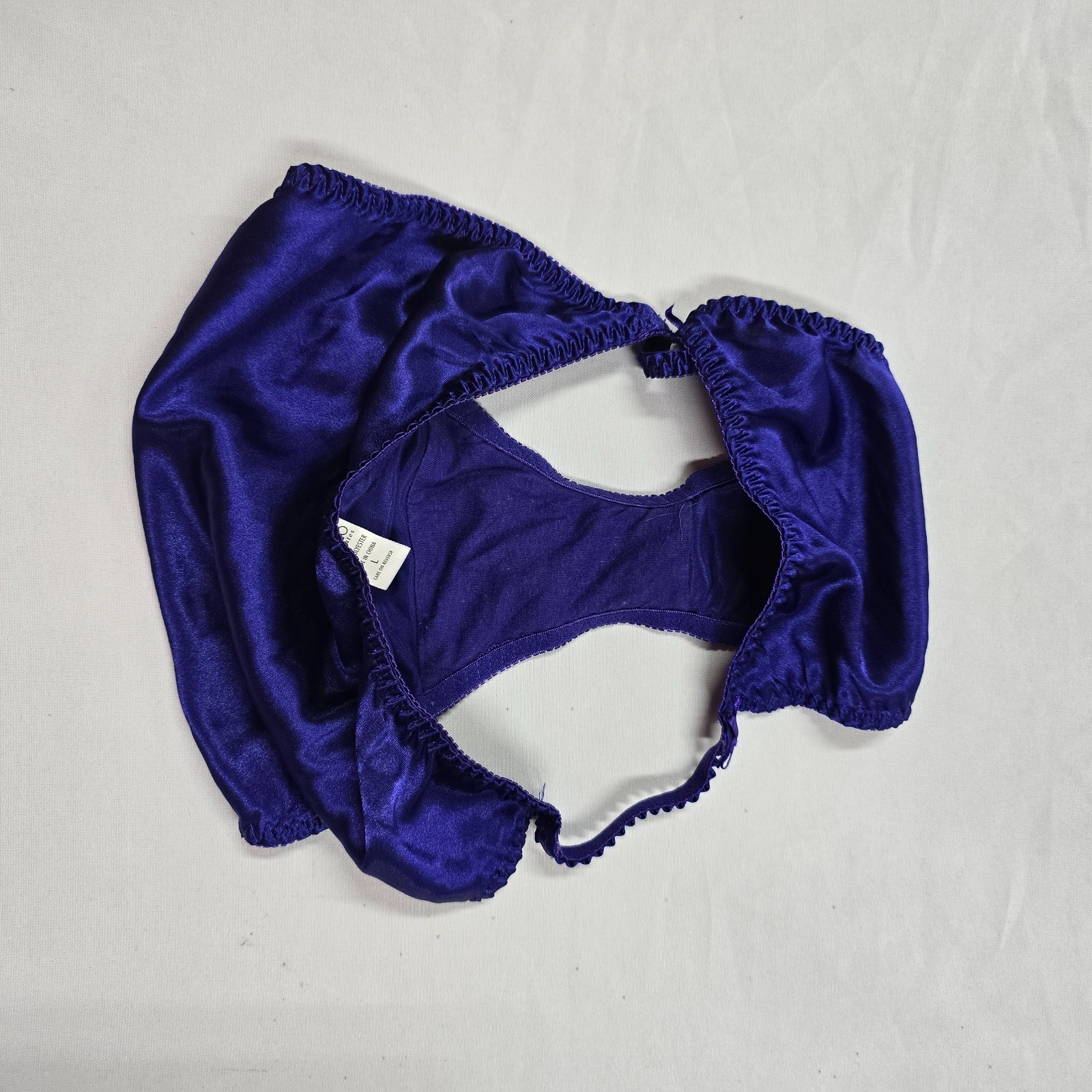 NY & Co Satin Glossy Y2K String Bikini L 7 Panty Purple Underwear