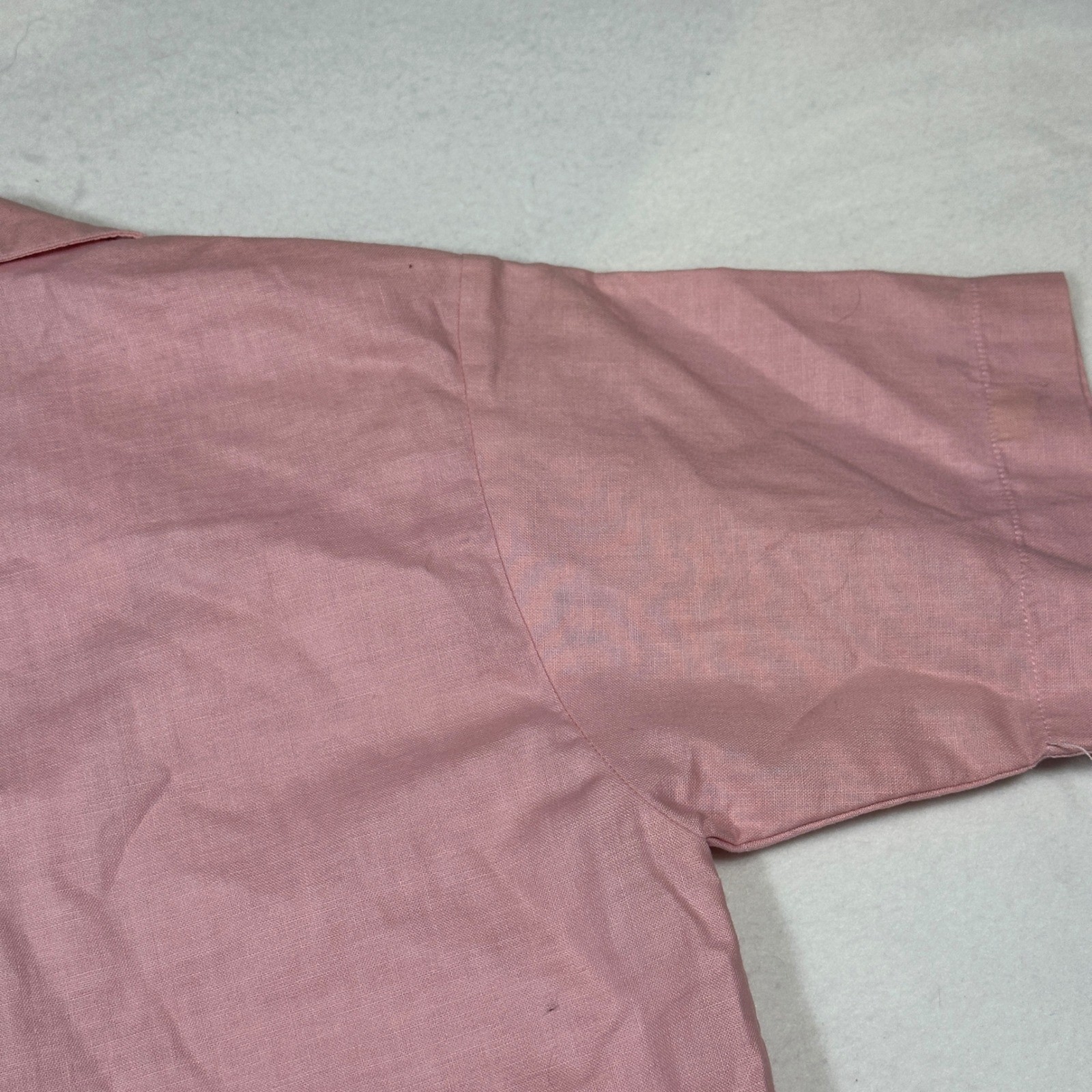 Vintage Sasson Pink Short Sleeve Button Down Shirt Camp Collar Size 10 80024