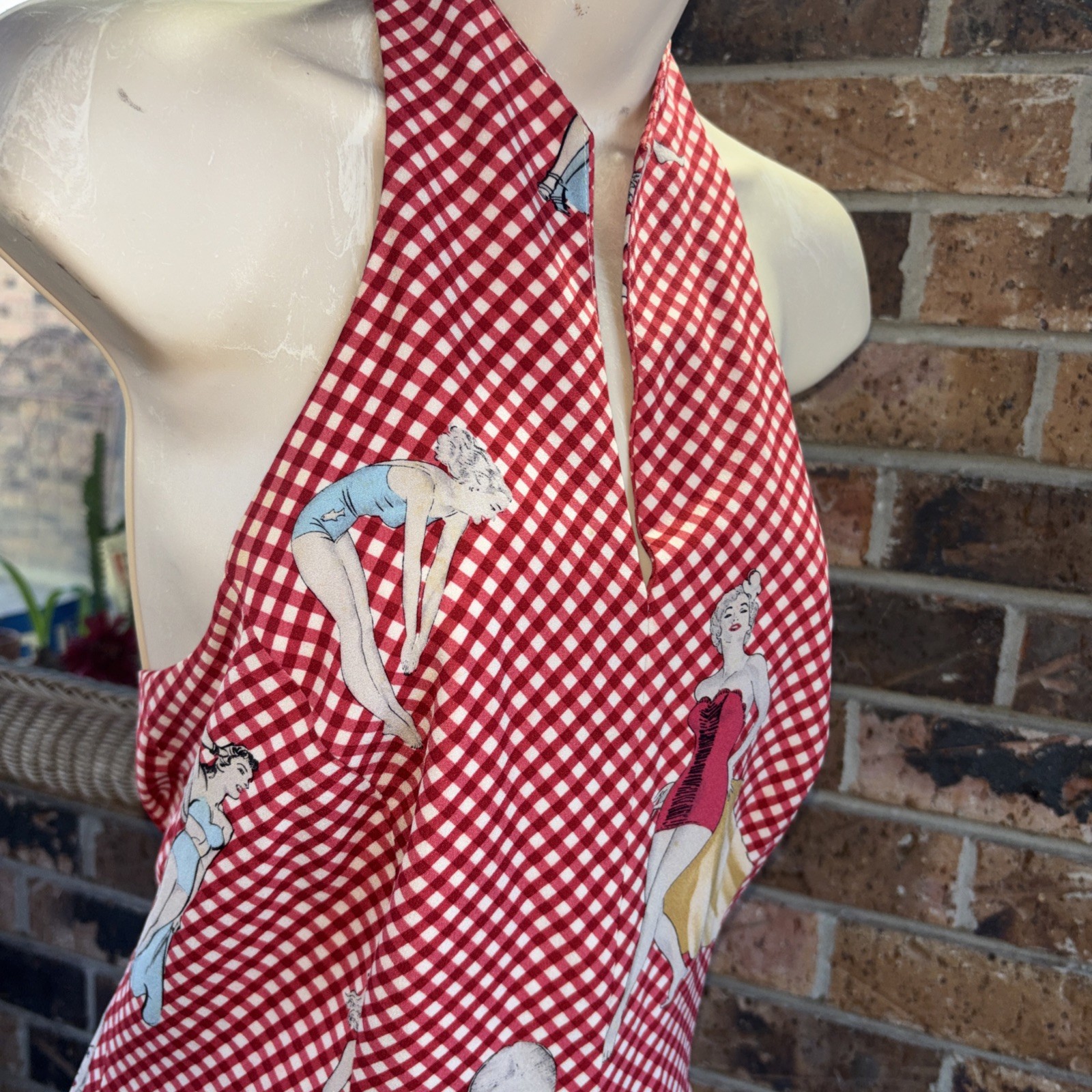 Vintage Halter Top Rockabilly Red Gingham Marilyn Monroe Mardi Gras