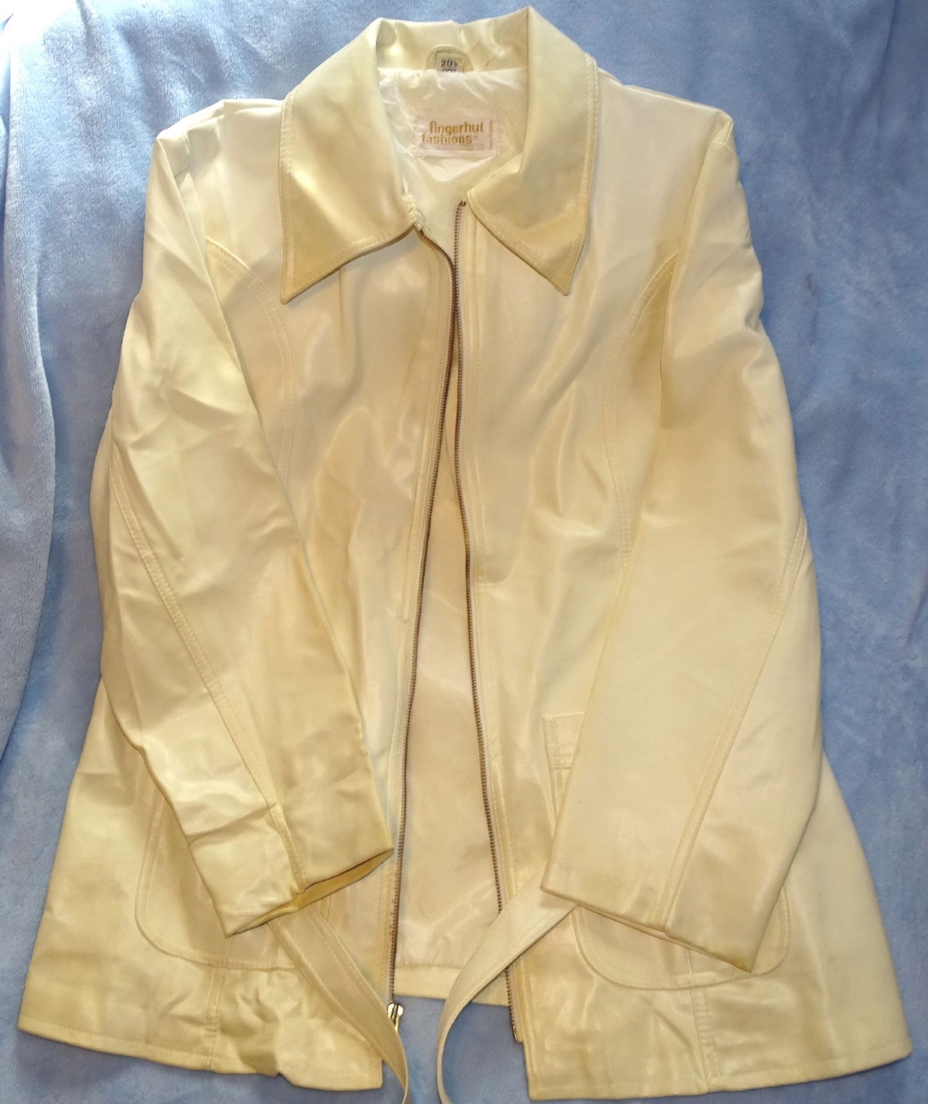 Fingerhut IVORY CREAM Ladies Womens Jacket Sz 20 1/2 Pleather PVC Faux Leather