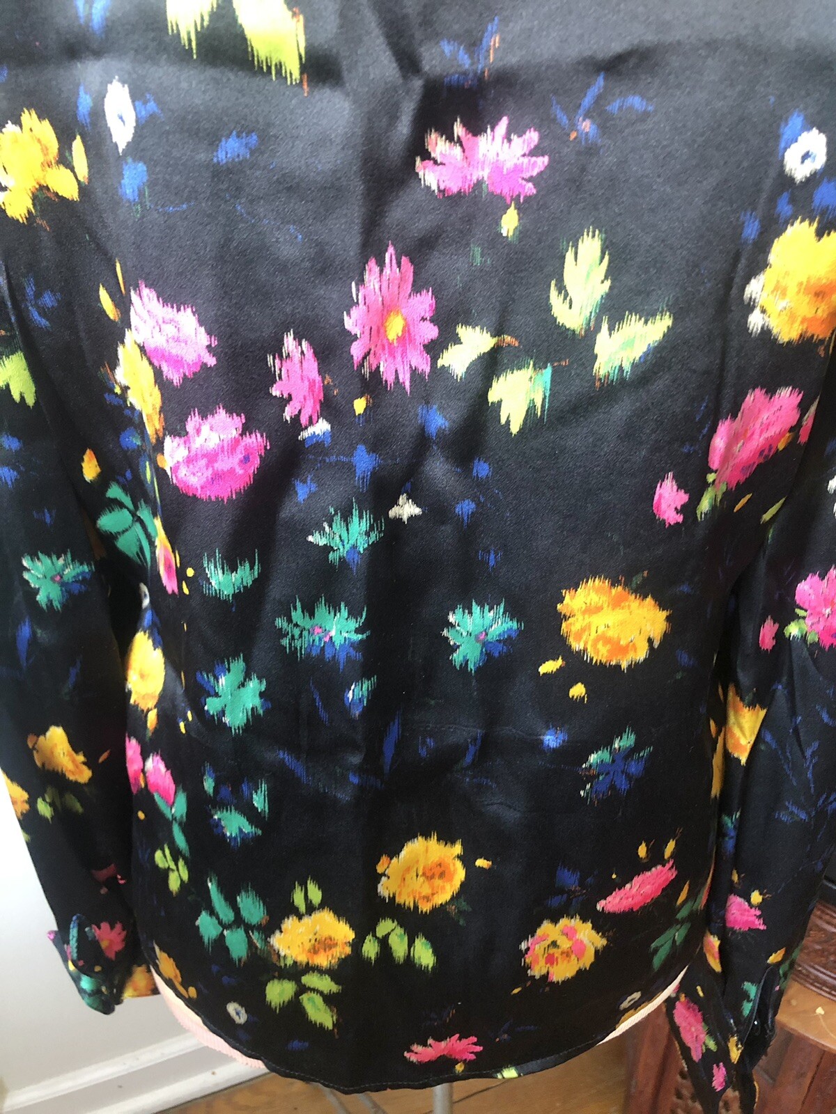 Vintage Emanuel Ungaro For Bergdorf Goodman Floral Silk Blouse, French Cuffs