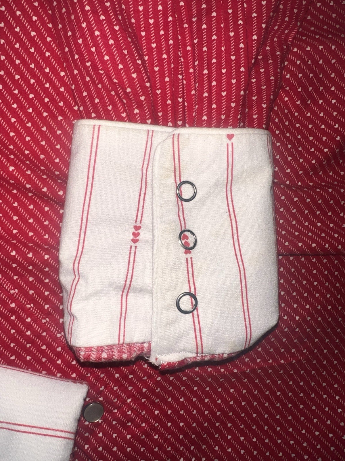 Vintage 80s Heart Pattern Valentine&rsquo;s Day Men&rsquo;s Western Shirt L/XL Unisex