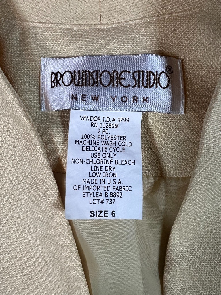Vintage Brownstone Studio Pale Yellow Blazer Size 6 Minimalist Open Front USA