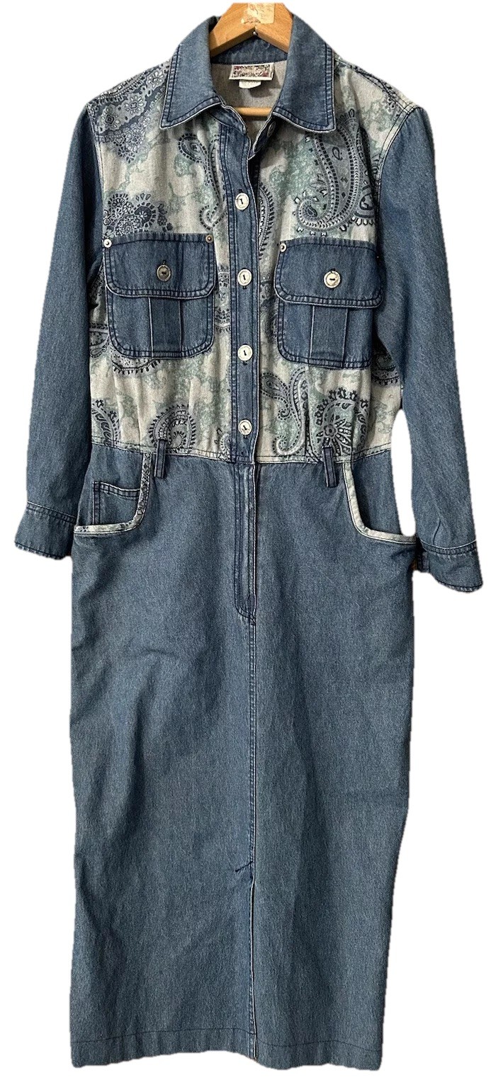 Vintage 80s Monique’s Fashion Denim Dress 8 Retro Western