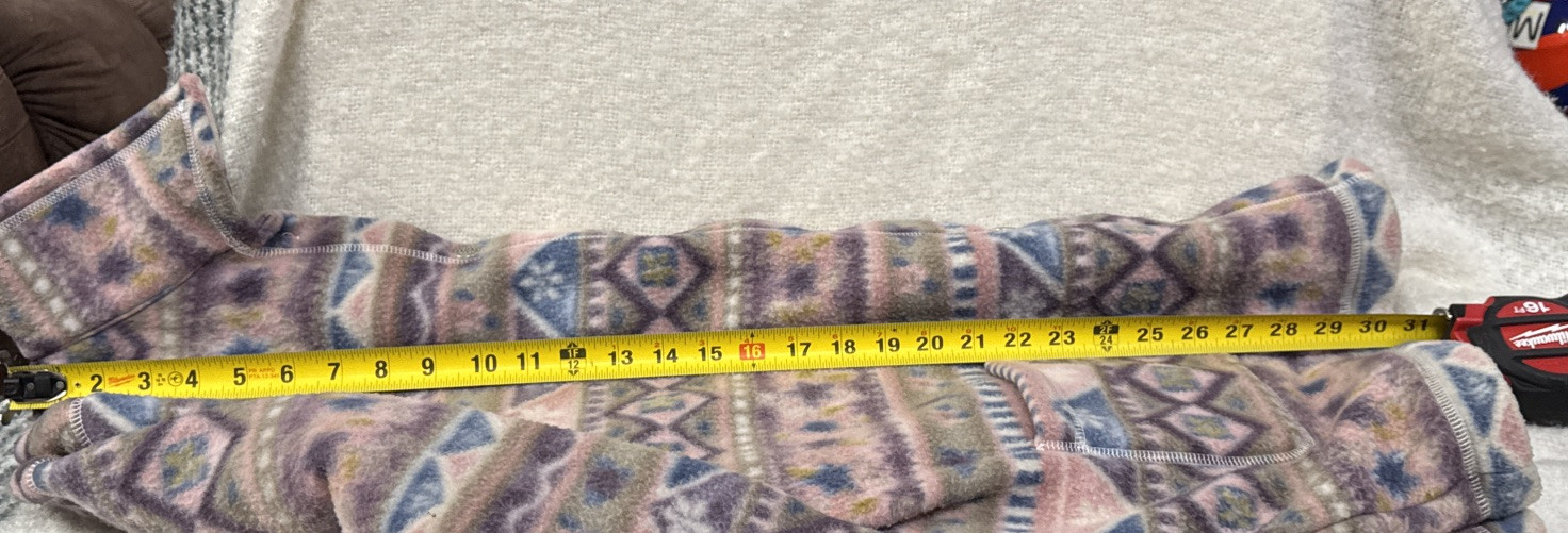 Vtg – Alfred Dunner – Fleece Jacket – Pastel Geometric/Flower – XL Shacket