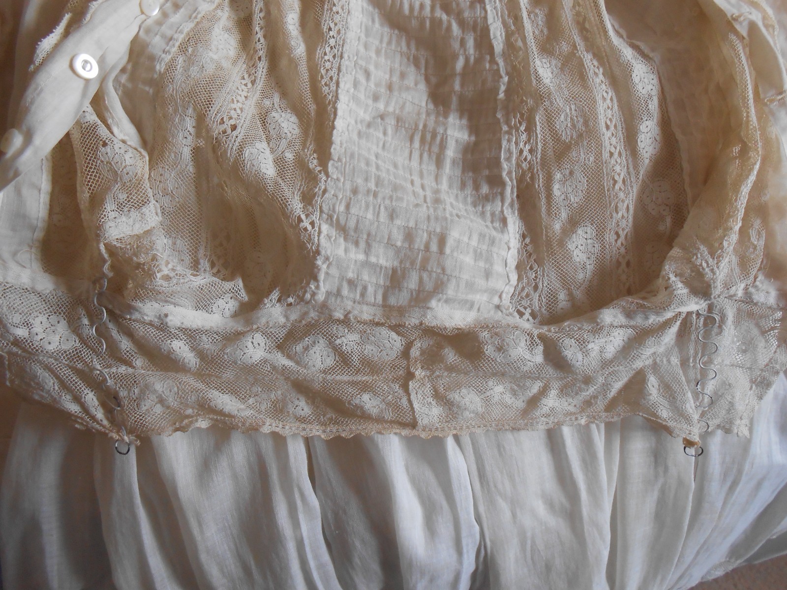 Vtg 1890s 1900s Victorian Edwardian DAY DRESS Lace Lawn Cotton FINE Handmade