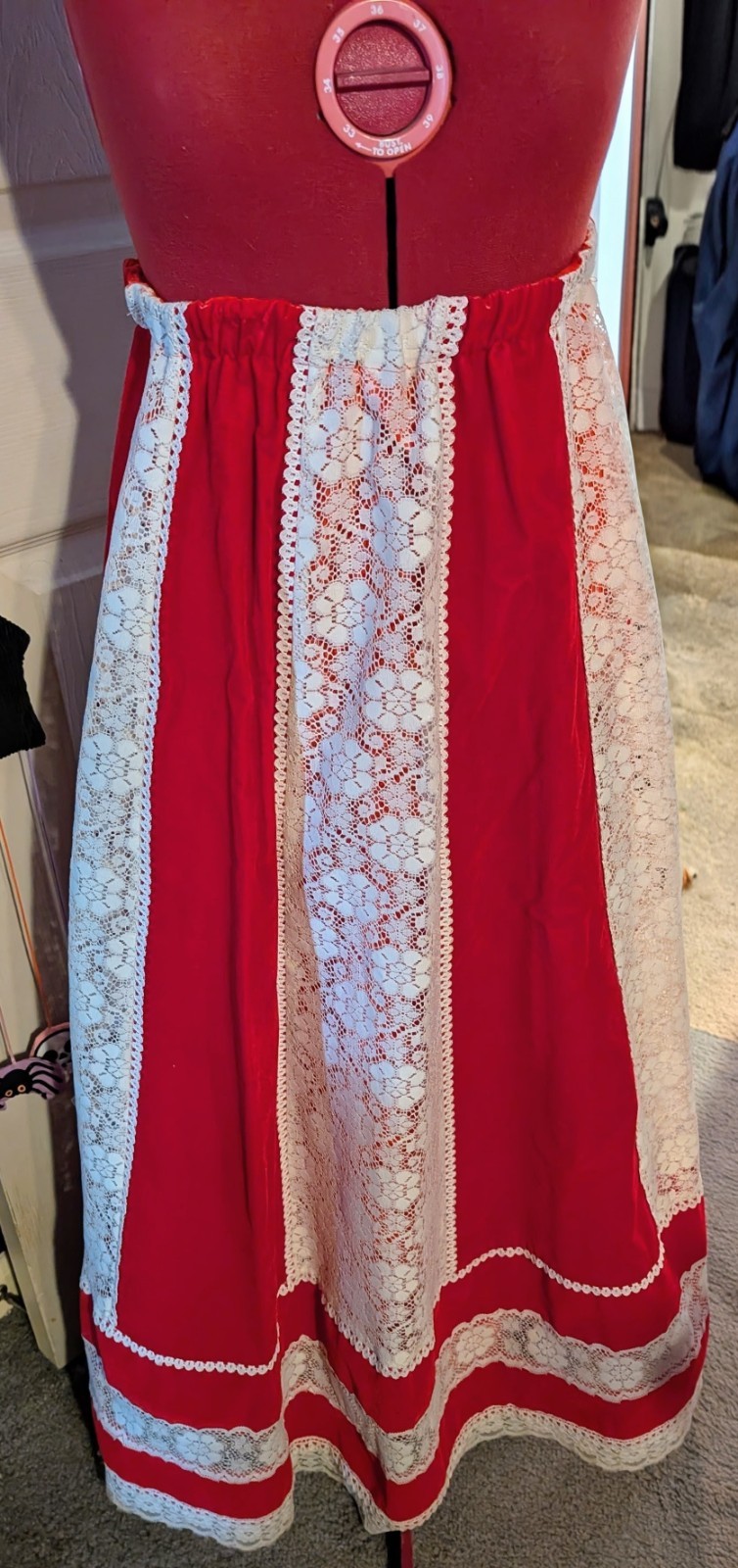 Mardi Gras Red Queen White Lace Costume Skirt