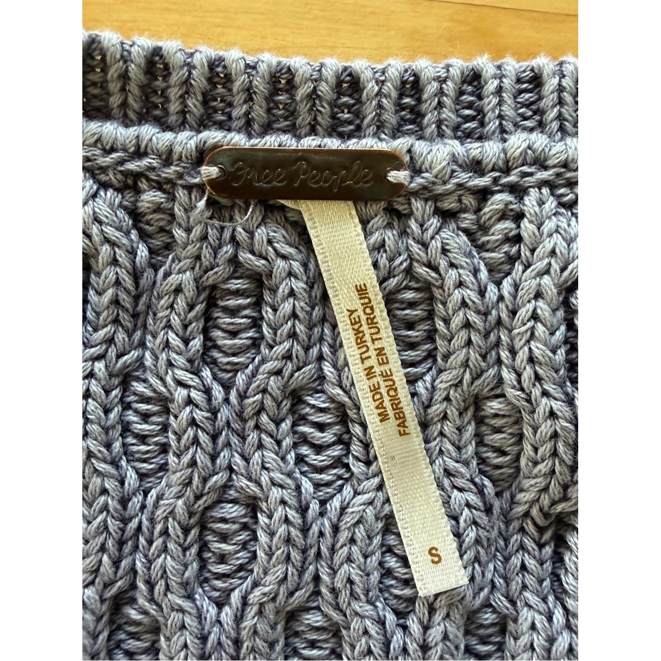 Free People Cable Knit Sweater Tank • Boho Cropped Knit Vest Size S