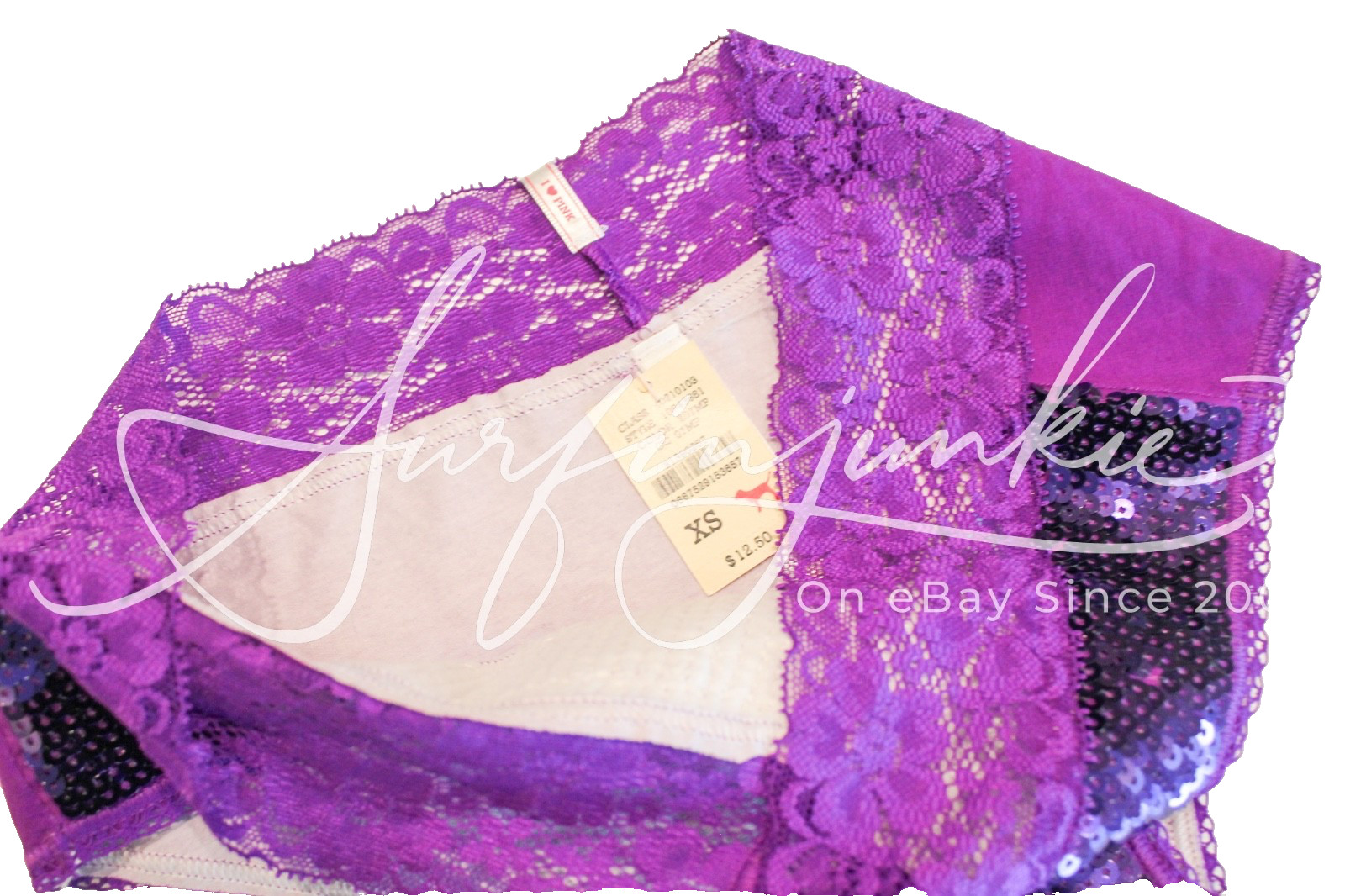 Victoria&rsquo;s Secret Vintage Panties Panty Ex Small Low Rise Hipster Purple Sequin