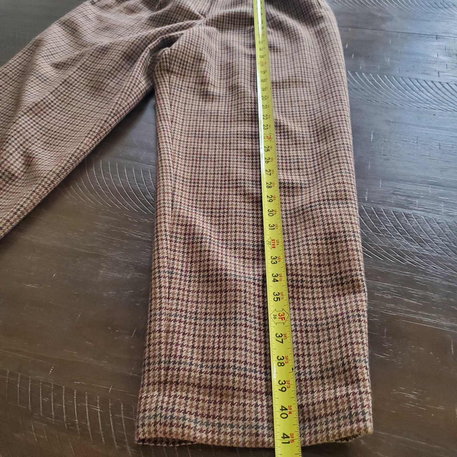 VINTAGE Breeches Brown Houndstooth Equestrian Alpaca Wool Pants Made In USA Size