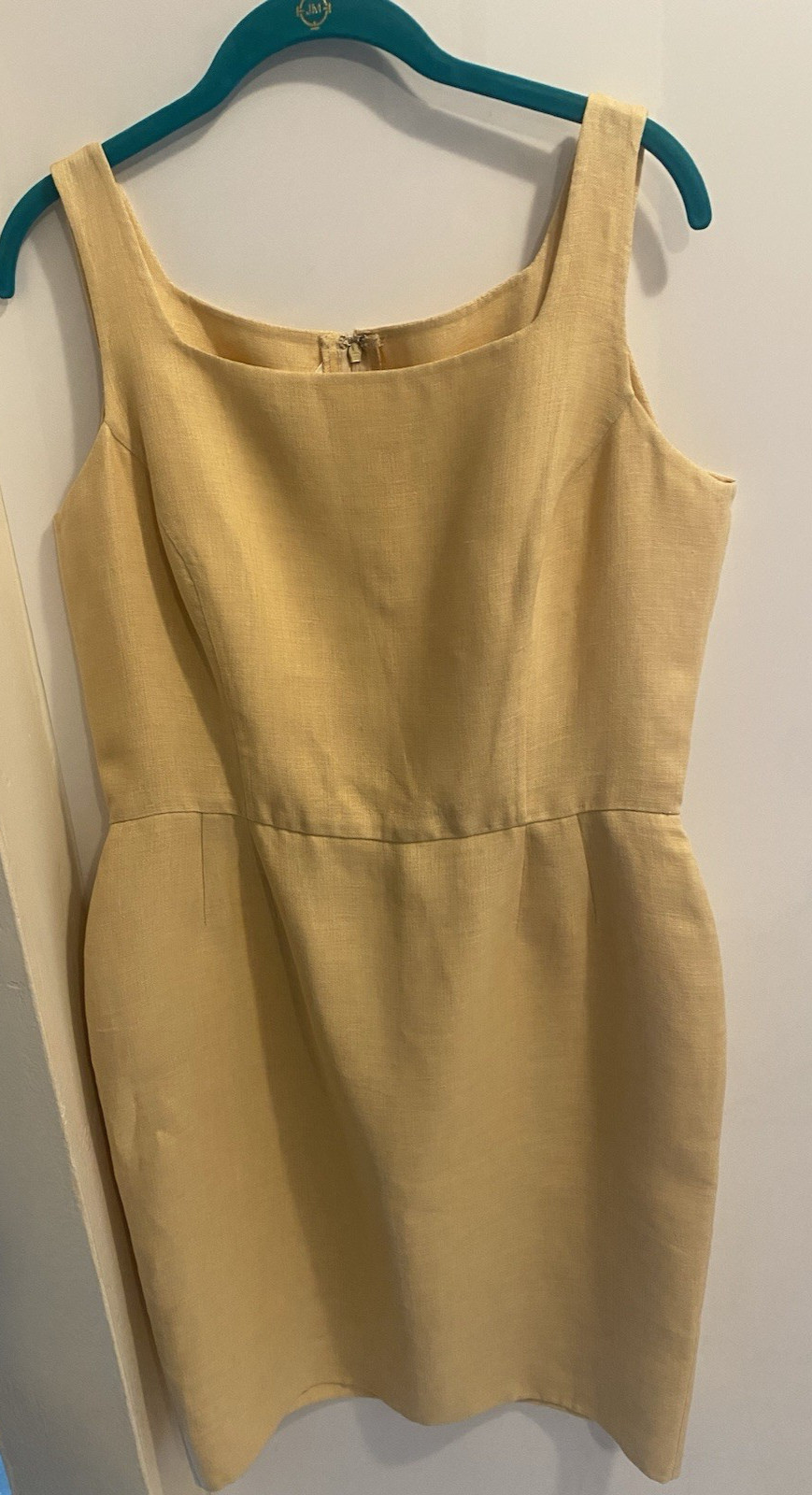 Oscar de la Renta 70&rsquo;s NWT Italian Waxed Linen Column Dress Straw Sheath Sz M/L