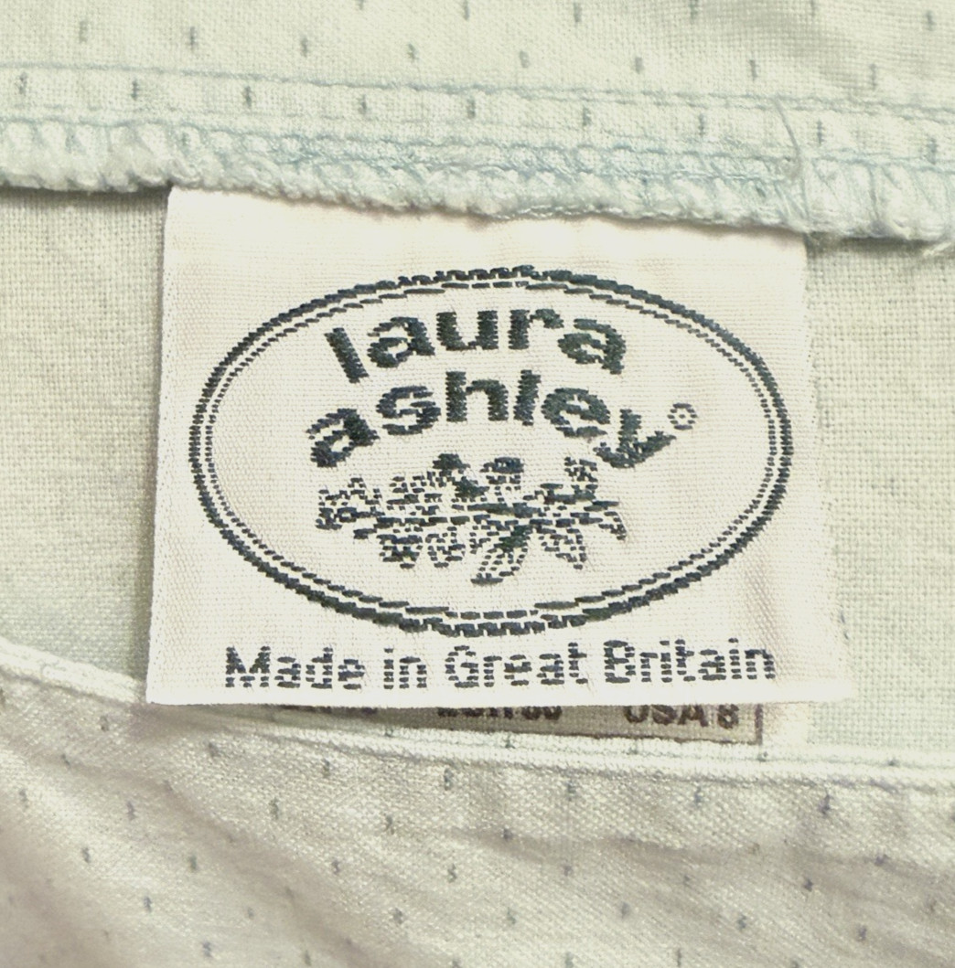 Vintage 1980s Laura Ashley Sz 8 Dress 100% Cotton Powder Blue Pockets