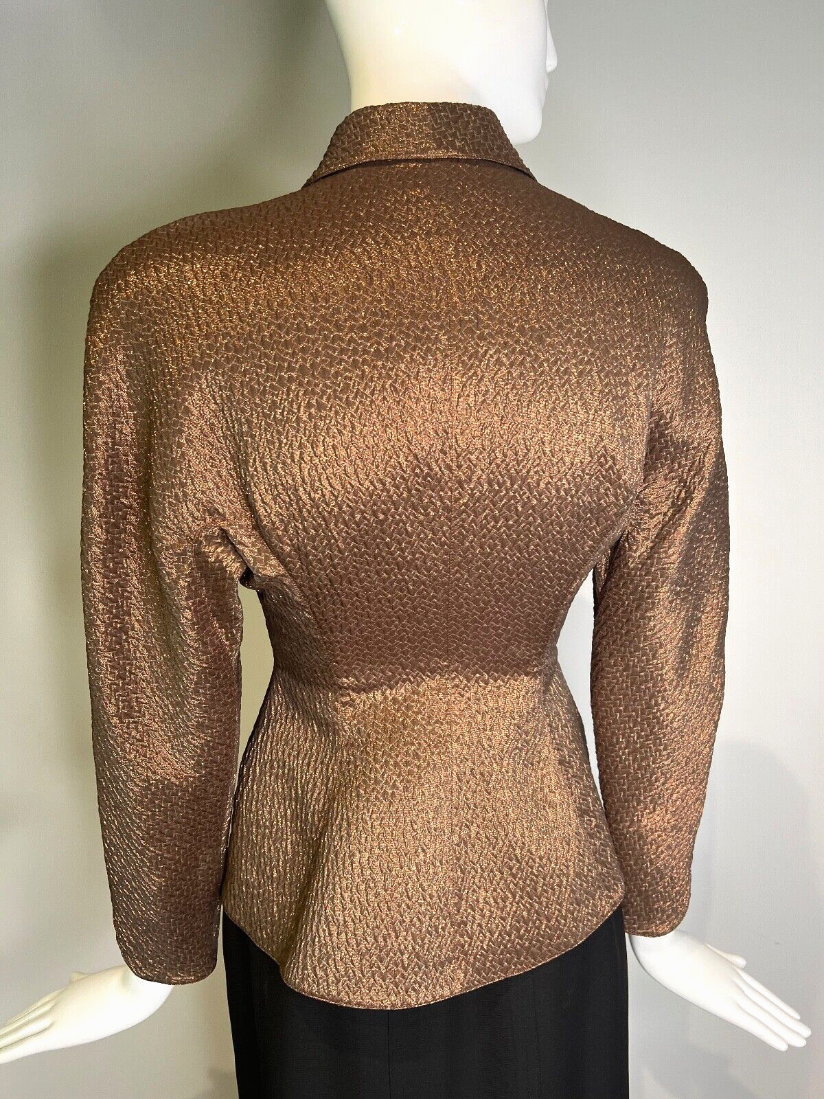 THIERRY MUGLER Bronze Copper METALLIC Blazer Jacket Size 40 France Vintage 1980s
