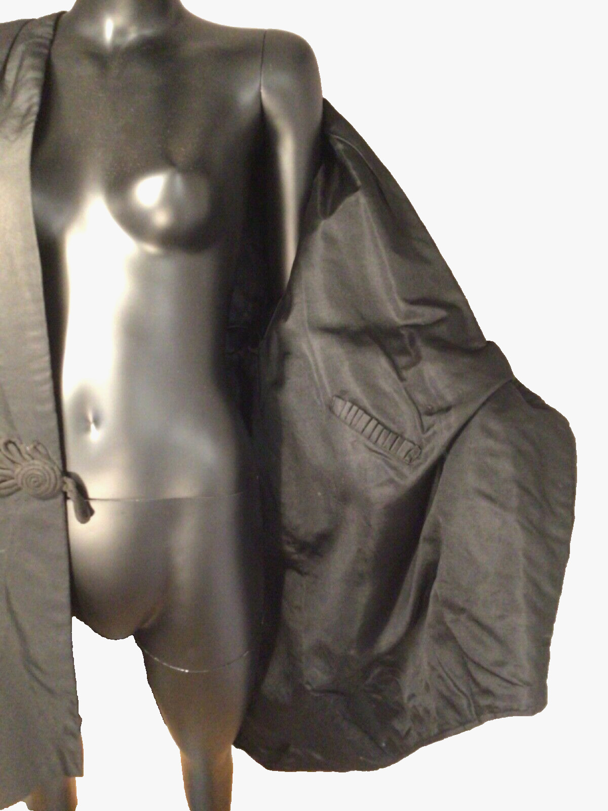 Authentic Vintage CW Era 1860s Black Silk Faille Long Pelisse • AS IS (E-16)