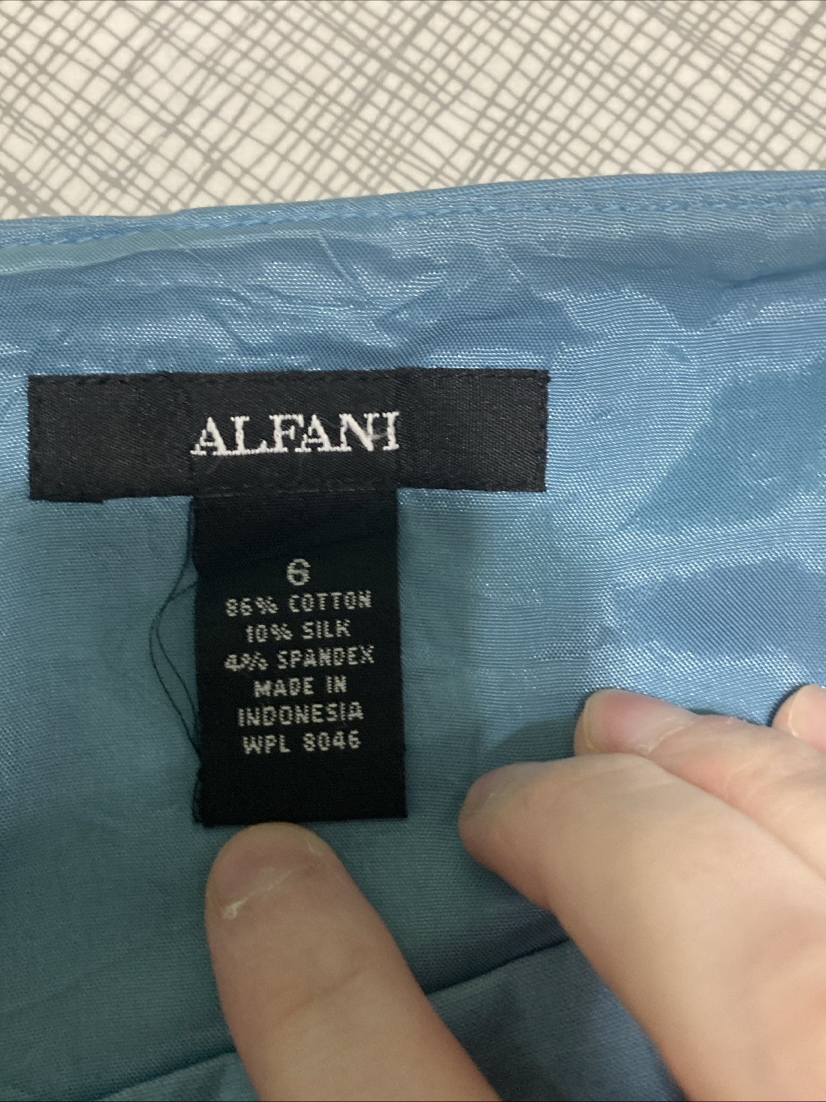 Vintage 1990s ALFANI Skirt Size 6 Light Blue Cotton Silk Blend Lined Ruffle Hem