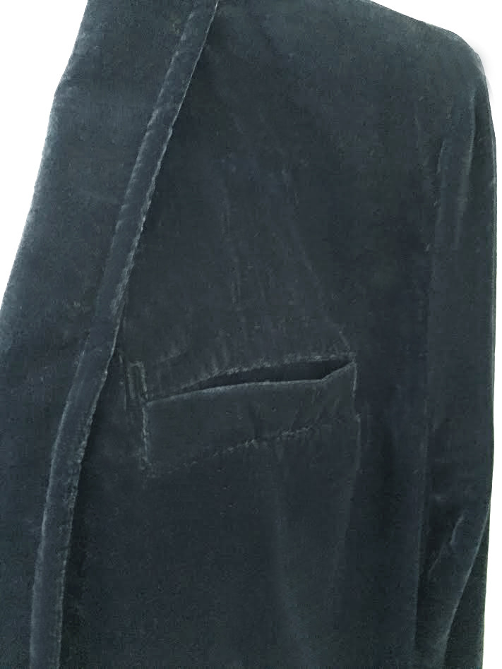 VTG Dark Teal soft Velvet Smoking Jacket /blazer small / silver buttons M