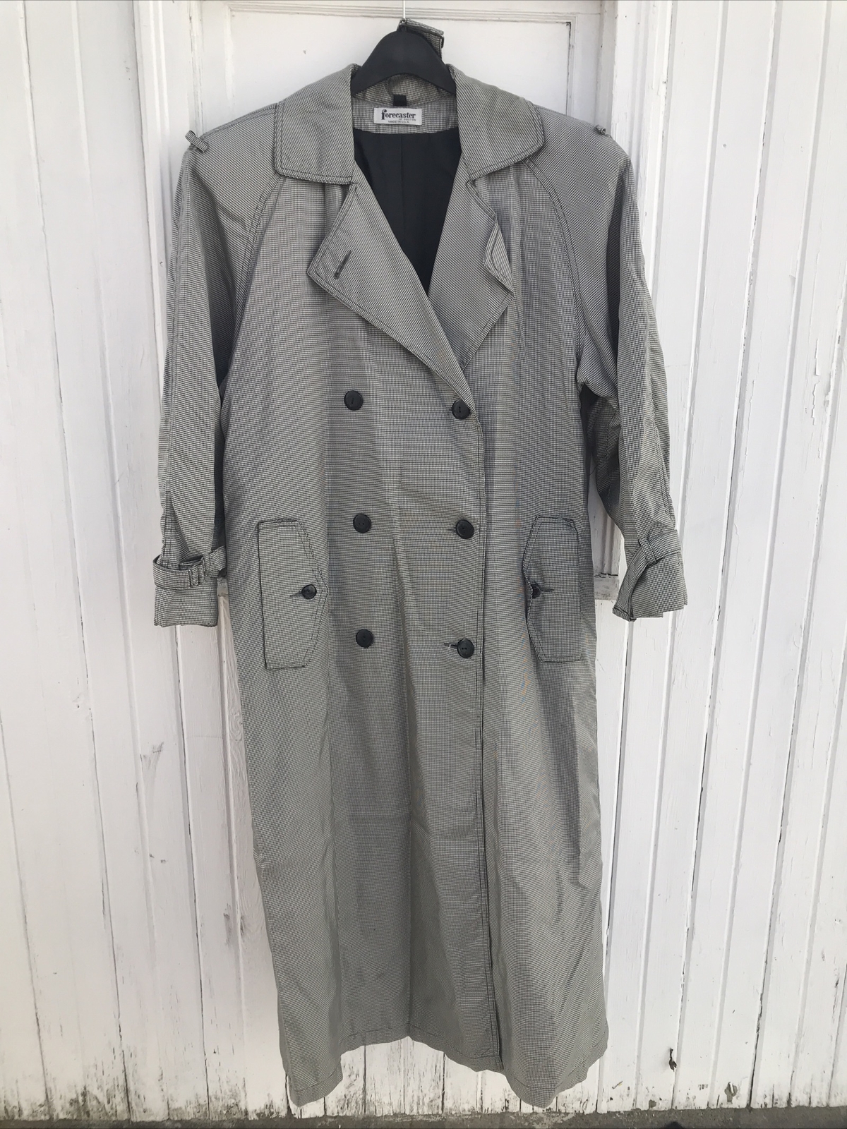 VTG Women&rsquo;s Coat 80s 90s Large Forecaster Boston USA Size 12 Silver Trench Belt