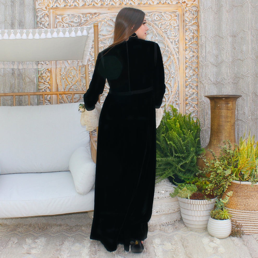 Vintage 60s Mod Designer Geoffrey Beene Black Velvet Lace Poet Evening Dress